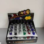 Latarka LED z laserem i brelokiem 3w1 kolorowa metalowa