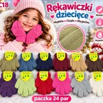 Rękawiczki dziecięce miękkie ciepłe wygodne mix kolorów 14 cm