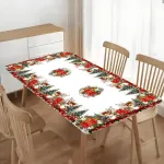 Obrus świąteczny 60x120 cm z motywem renifera i poinsecji