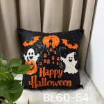 Poszewka Halloween 40x40 cm czarna z pomarańczowym nadrukiem