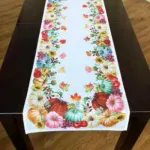 Bieżnik dekoracyjny 40x140 cm z motywem jesiennych warzyw i kwiatów