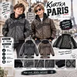 Kurtka Paris chłopięca z pikowaną podszewką czarna i brązowa
