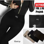 Legginsy damskie prążkowane czarne M/L XL