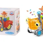 Zabawka traktor pomarańczowy z figurką farmera i światłem