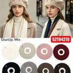 Beret damski z ozdobnym przeszyciem mix kolorów