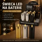 Dekoracyjna świeca LED na baterie 5,3x15 cm 3 kolory
