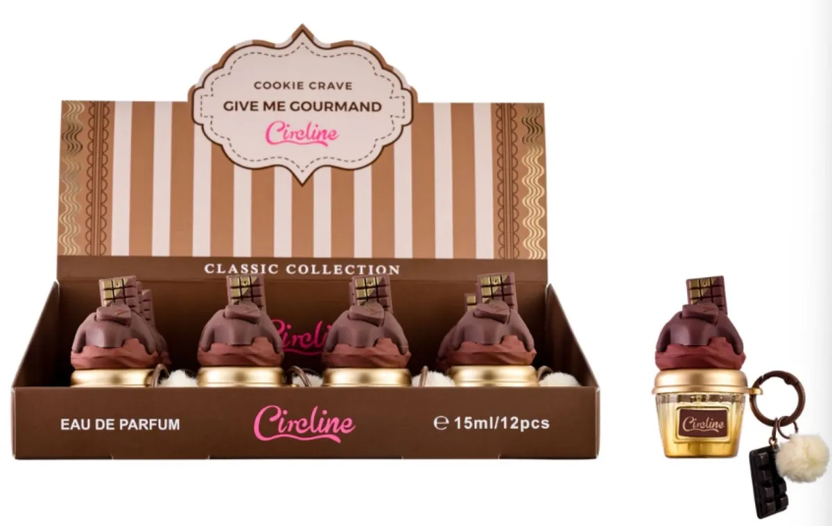 Perfumy Circline Cookie Crave 15 ml w flakoniku z motywem deseru czekoladowego z brelokiem